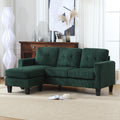 Velvet Sectional Couchl Shaped Sofa With Ottoman For Small Apartment Emerald Velvet 3 Seat