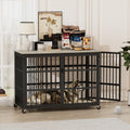 Furniture Style Dog Crate Wrought Iron Frame Door With Side Openings, Grey, 43.3''W X 29.9''D X 33.5''H. Grey Particle Board