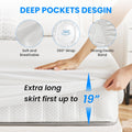 100% Waterproof Bamboo Mattress Protector King Size Bed,Soft 3D Air Fabric Mattress Pad Cover, Machine Washable Fitted Style With Stretchable Pockets Up To 19'' White Bamboo King