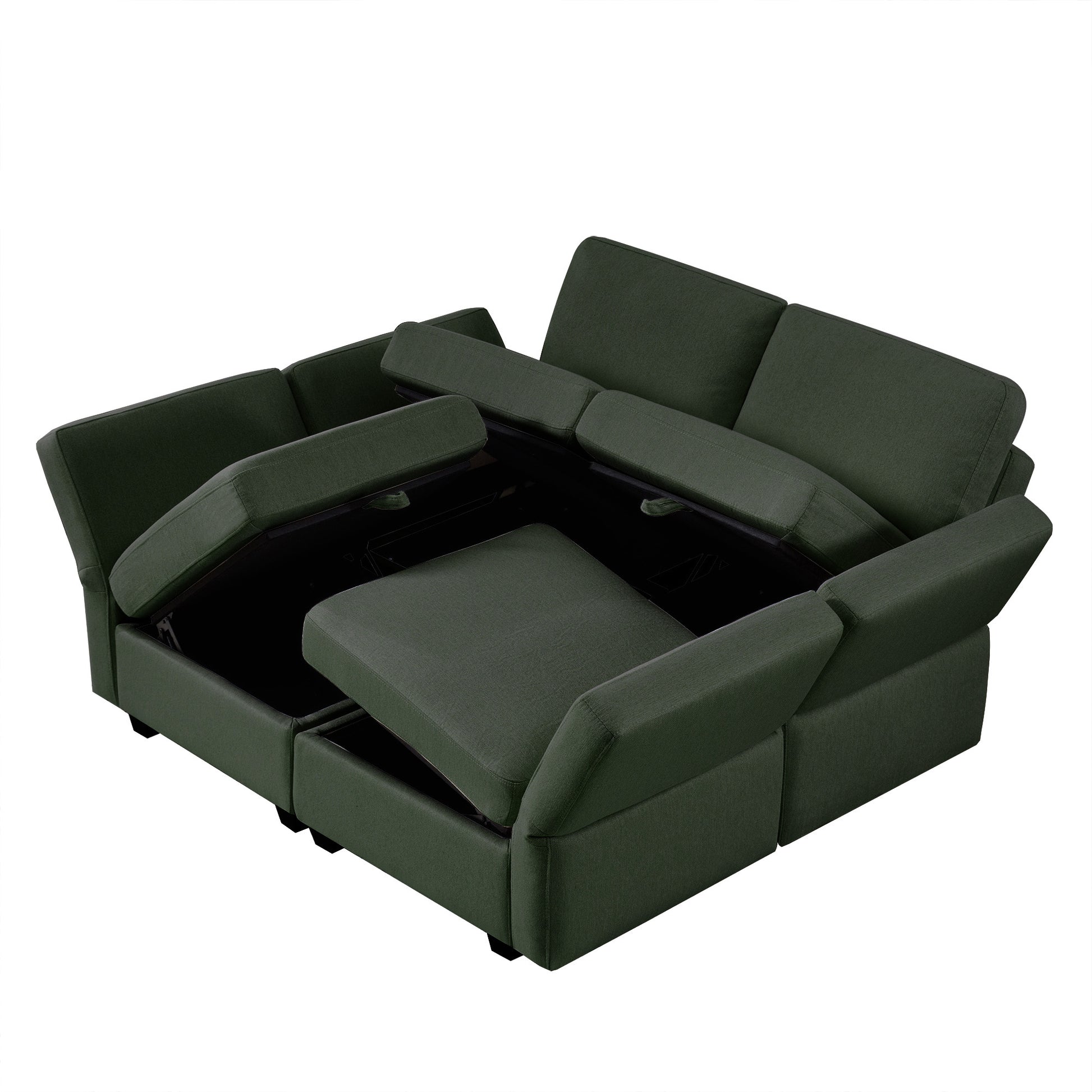4 Seat Sofa Bed Upholstered Sofa Sleeper, Space Saving Sof Bed2 Seat Sofa With Storage Space Under Seatsall Arms And Backs Adjustabled For Ultimate Comfort Seating Green Green Polyester 4 Seat