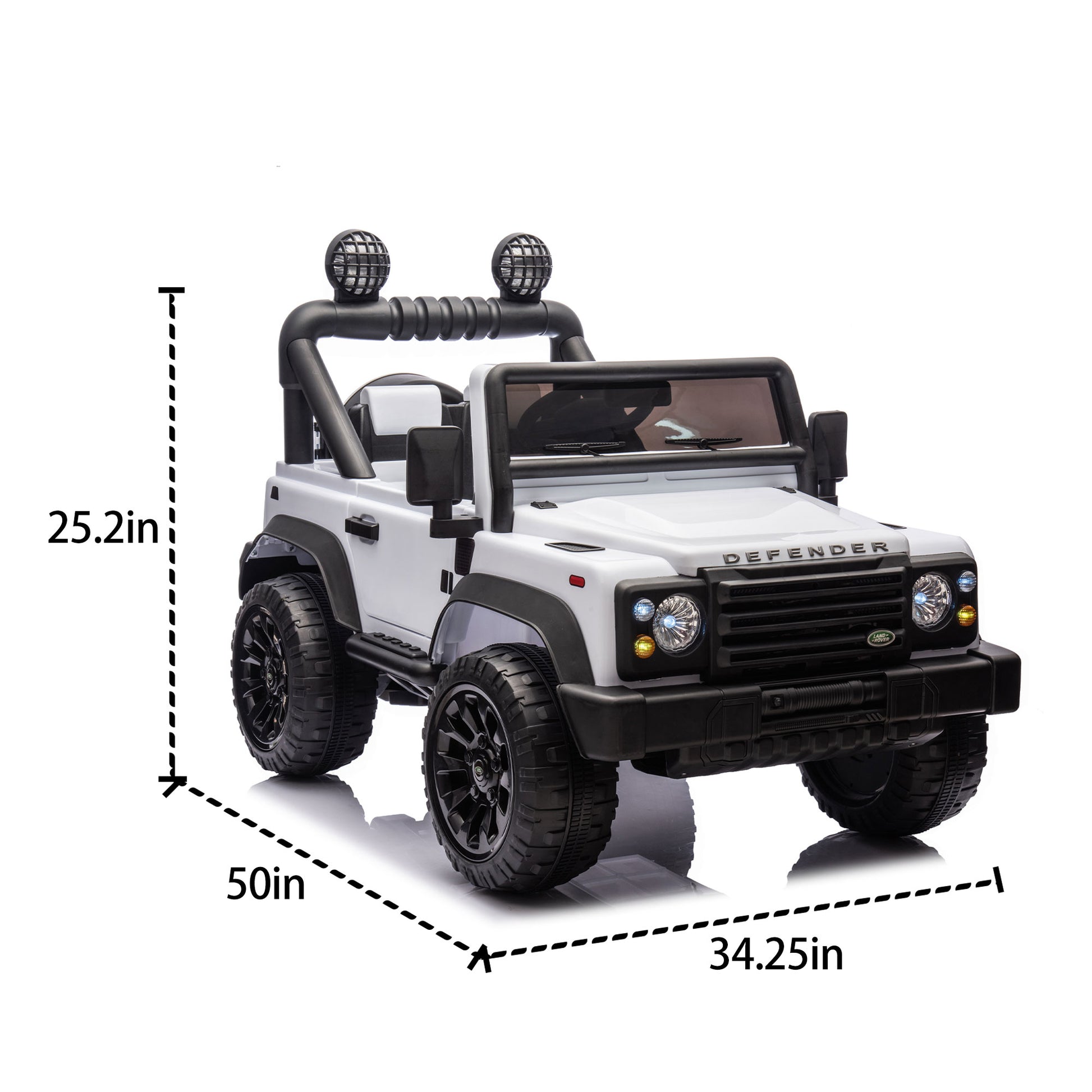 Licensed Land Rover Defender Volta 5008 24V Kids Ride On Car W Parents Control,2Wd,Four Wheel Suspension,Bluetooth,Mp3,Music,Adjustable Volume,Power Display,Led Lights,Speeds 1.86 3.11Mph For Kids 3 7 White Polypropylene