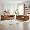 Fx 3 Seats 3 Seats Combo Sofa Modern Living Room Sofa With Solid Wood Frame And Wooden Feet, 4 Cushions, Apartment Sofa Furniture For Living Room, Living Room, Office Brown Wood Pine Foam Fabric 6 Seat