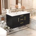 36'' Wall Mounted Bathroom Vanity With Resin Sink, Floating Bathroom Storage Cabinet With 2 Drawers, Solid Wood Bathroom Cabinet Black Bathroom Modern Mdf