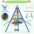 6 In 1 Swing Set For Kids, Toddle Outdoor Swing And Slide Set, Backyard Playground Playsets With Climbing Rope Ladder, Disc Swing, Monkey Bar Swing, Slide And Climbing, Saucer Swing, Swing Ring Blue