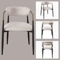 Jaramillo Beige Linen & Black Finish Side Chair Set Of 2 Beige Linen,Metal,Synthetic Wood