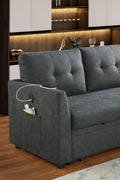 Sectional Sofa Bed L Shaped Sofa Couch Bed With Usb Port, Reversible Sofa Couch Sleeper With Pull Out Bed, Chaise With Storage, Pull Out Couch For Living Room Gray Velvet 3 Seat