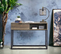 Galeno Writing Desk, Rustic Oak & Black Finish Of00320 Black Mdf Metal