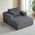 62.5 Inch Corduroy Sponge Sofa Lounge Chair With Removable Footrest,No Assembly Required,Fluffy Modern Sleeper Chair For Indoor Living Room Bedroom Grey Foam Corduroy 1 Seat