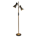 Axis Brassed Gold Floor Lamp With 4 Way Switch Double Spots With Metal Base Black,Gold Table&Floor Lamps Brass