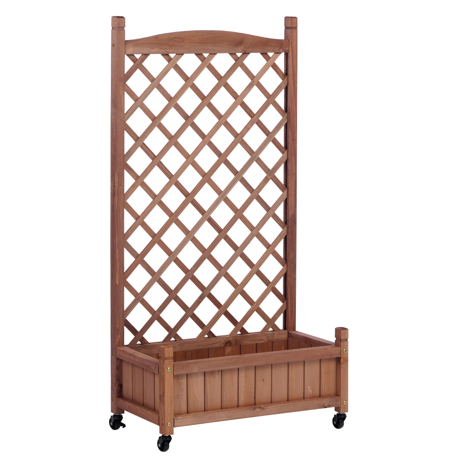 solid wood planter box with trellis Raised Garden Bed With Trellis 2 Pack, Outdoor Wooden Planter Box & Pl
