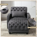 Coolmore Multifunctional Living Room Leisure Chaise Lounge Barry Tufted Comfy Armchair Wireless Charging, Smooth Reclining Backrest & Lumbar Pillow For Home Apartment Dark Grey Linen Dark Grey Foam Linen