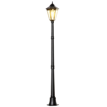 Outsunny 77" Solar Lamp Post Light, Waterproof Aluminum Outdoor Vintage Street Lamp, Motion Activated Sensor Pir, Adjustable Brightness, For Garden, Lawn, Pathway, Driveway, Black Black Aluminum