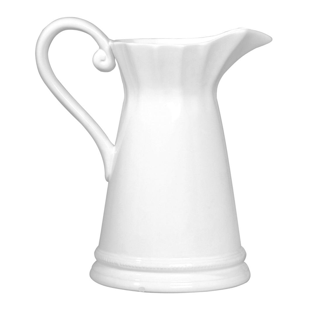 8.5X6X9" Maisie Pitcher, White White Porcelain
