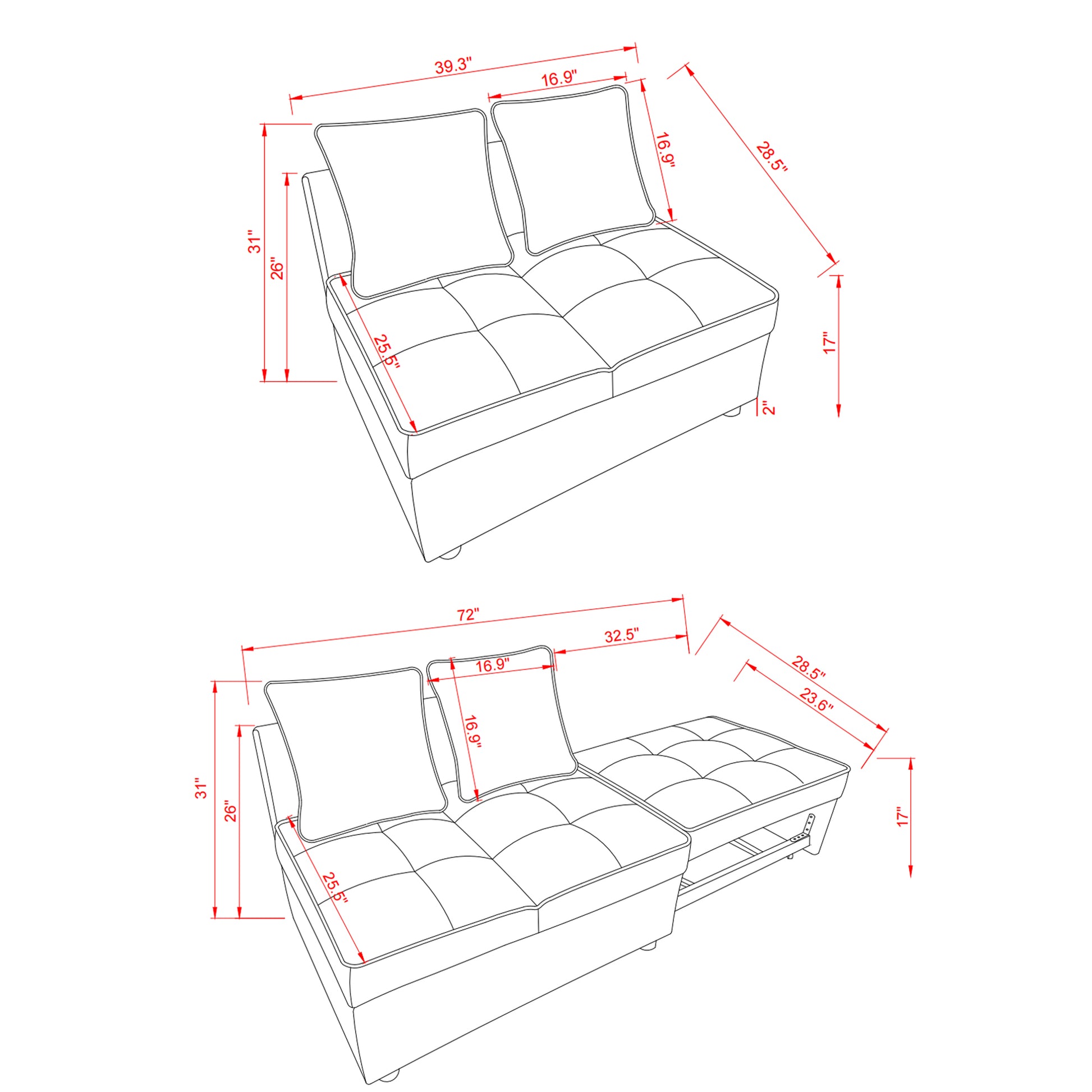 Chair Bed 4 In 1 Convertible Recliner Couch Sleeper Sofa Bed W Sturdy Wood Frame For Living Room, Bedroom, Small Space Polyester Upholstery Black Black Foam Polyester 1 Seat