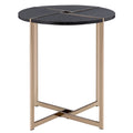 Black And Champagne Round End Table Black Primary Living Space Rectangular Wood Metal Sled