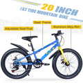 20 Inch Kids Bicyclesfat Tire Mountain Bike For Boys And Girls Age 5 Years ,Dual Disc Brake,Shimano 7 Speed ,Kids Beach And Snow Bicycle Blue Steel