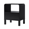 Modern Minimalist Curved Top Solid Wood Nightstand Black Black Pine Pine