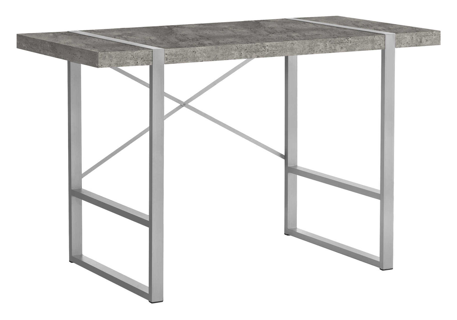 Computer Desk, Home Office, Laptop, 48"L, Work, Grey Concrete Laminate, Grey Metal, Contemporary, Modern Grey Particle Board