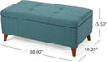 Storage Ottoman Teal Fabric