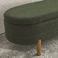 Ottoman Oval Storage Bench,Rubber Wood Leg, Green 46.