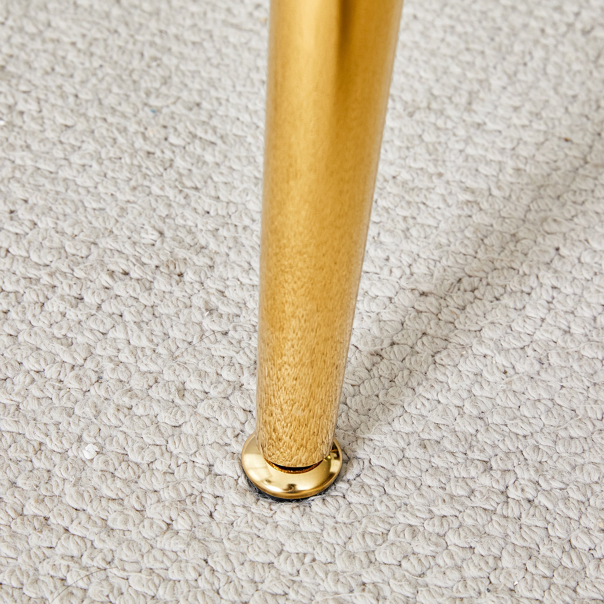 Table And Chair Set.Modern Rectangular Glass Dining Table With Tempered Glass Countertop And Golden Metal Legs, Paired With Multiple Transparent High Quality Pet Dining Chairs With Golden Legs. Gold Seats 6 Tempered Glass