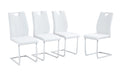 White Pu Dining Chair Set.Uniquely Designed White Dining Chairs. Pu Material, Paired With Silver Metal Chair Legs. Suitable For Offices, Restaurants, Kitchens, Conference Rooms, Etc. Set Of 6 White