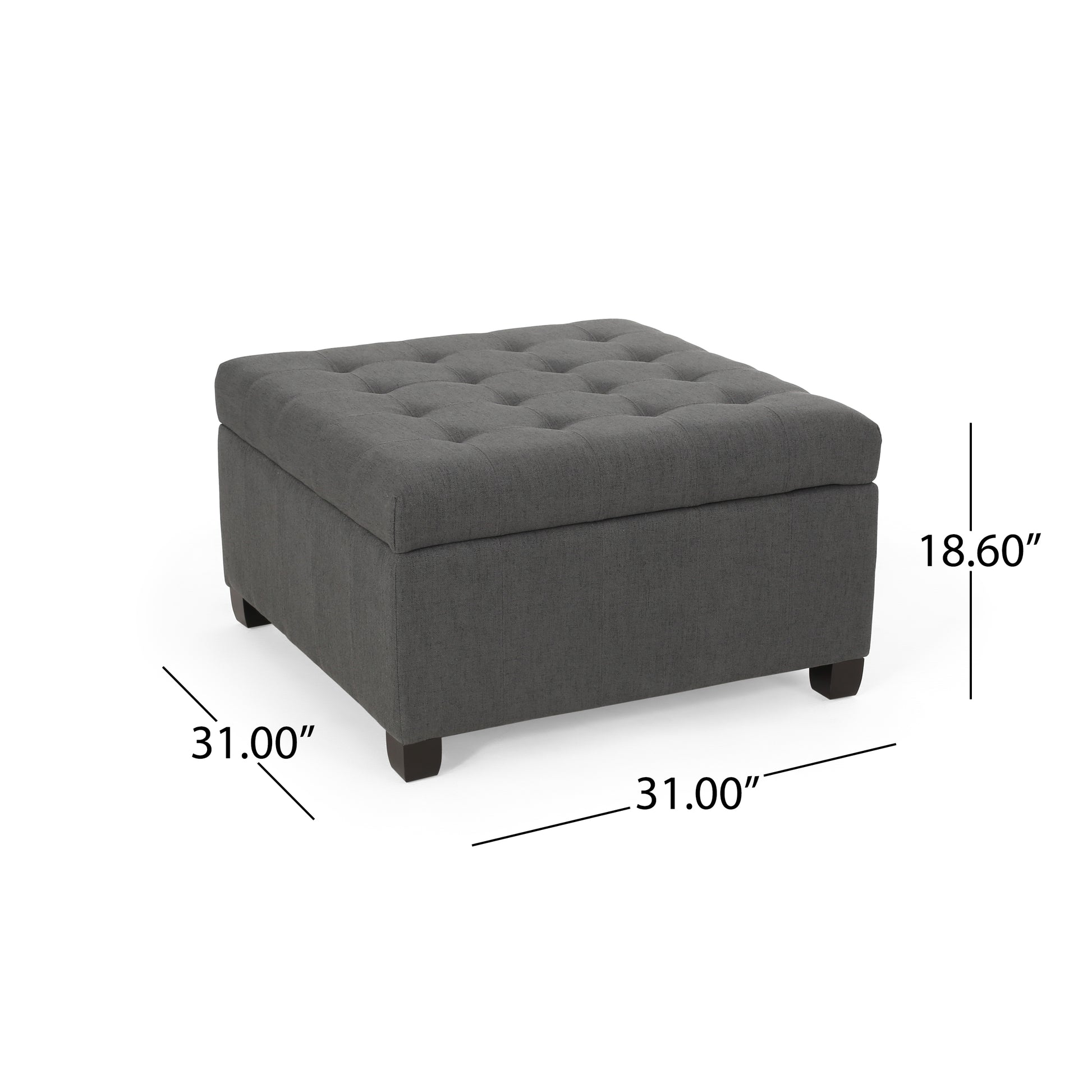 Isabella Ottoman Dark Gray Fabric