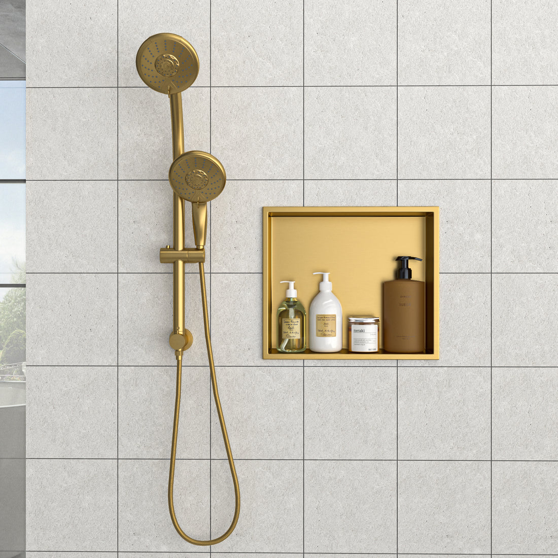 15" X 13" Stainless Steel Shower Niche, Gold Gold Stainless Steel