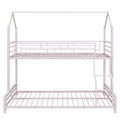 Metal House Bunk Bed, Twin Over Full, Pink Full Pink Metal