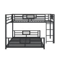 L Shaped Metal Twin Over Full Size Bunk Bed, Black Box Spring Not Required Black Metal Metal