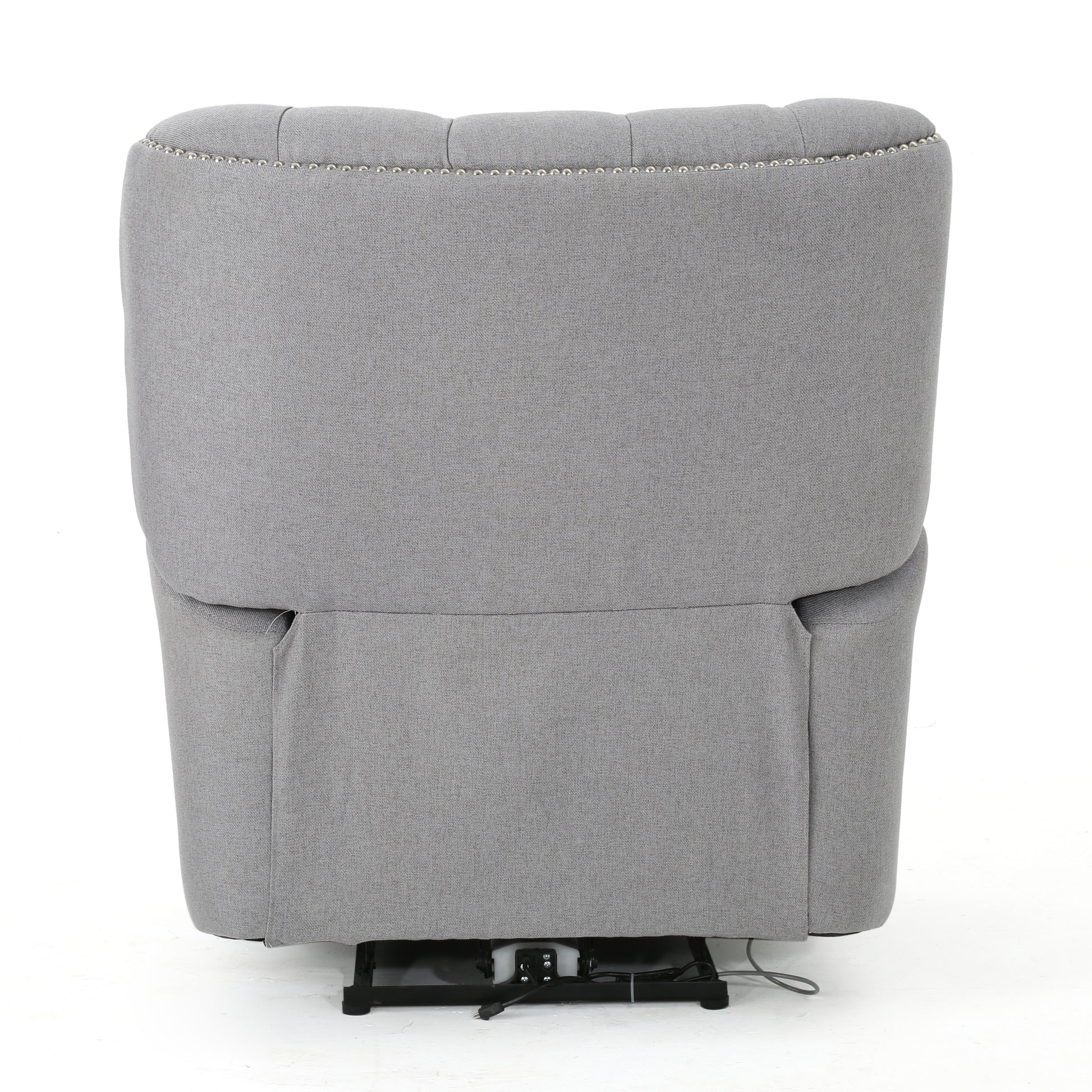 Indulge In Supreme Comfort: Electric Recliner Chair With Elegant Copper Accents And Soft Light Grey Upholstery Light Grey Fabric