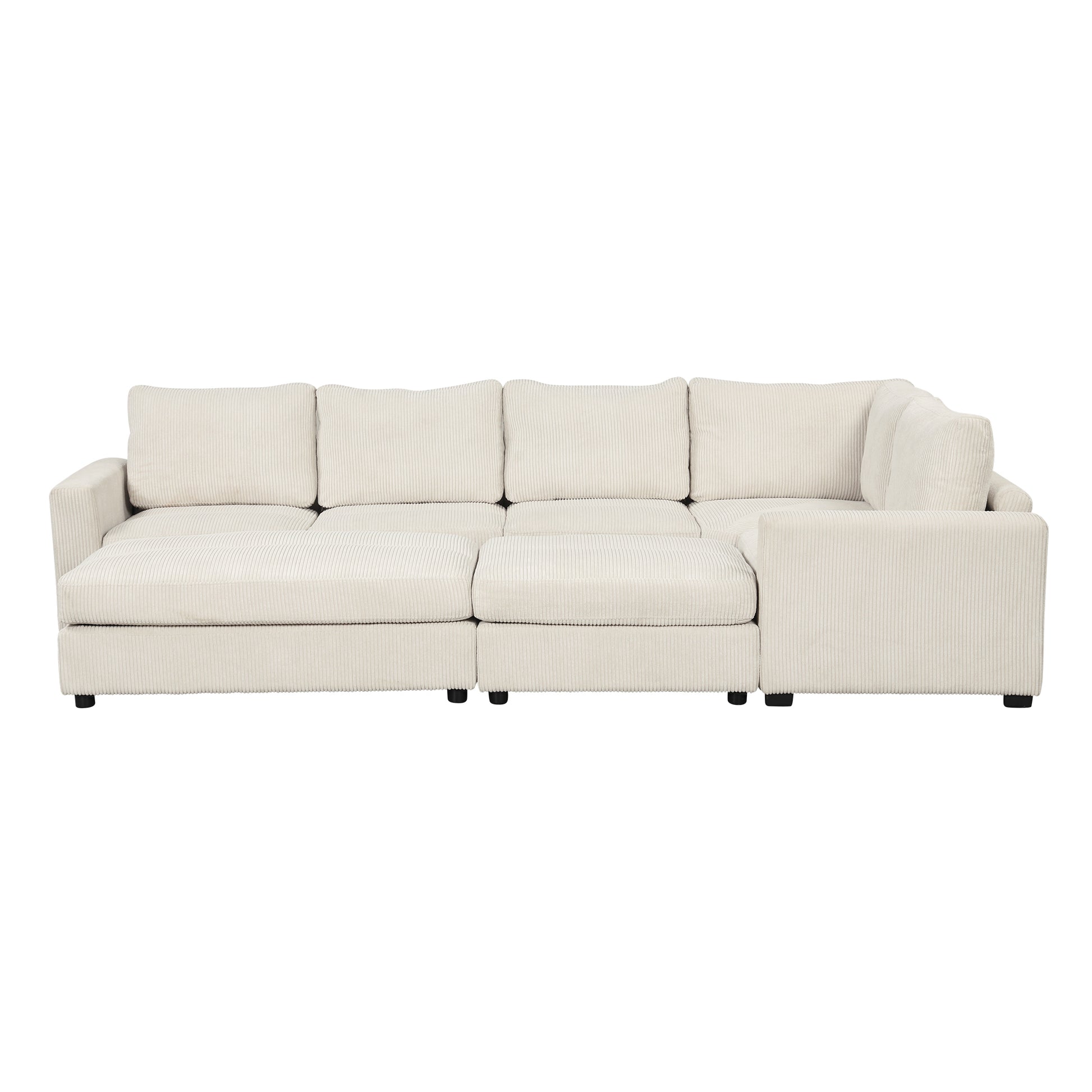 121.3" Sectional Couch Sofa Bed Modular Sofa With Two Movable Ottomans For Living Room Old Sku:N719S001640A , Beige Beige Foam Corduroy 7 Seat