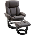 Homcom Pu Leather Massage Recliner Chair With Ottoman 10 Point Vibration Swiveling Armchair, Brown Brown Wood Metal