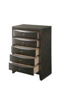 1Pc Contemporary 5 Drawer Chest Gray Finish Solid Wood Wooden Bedroom Furniture Gray Bedroom Contemporary Wood