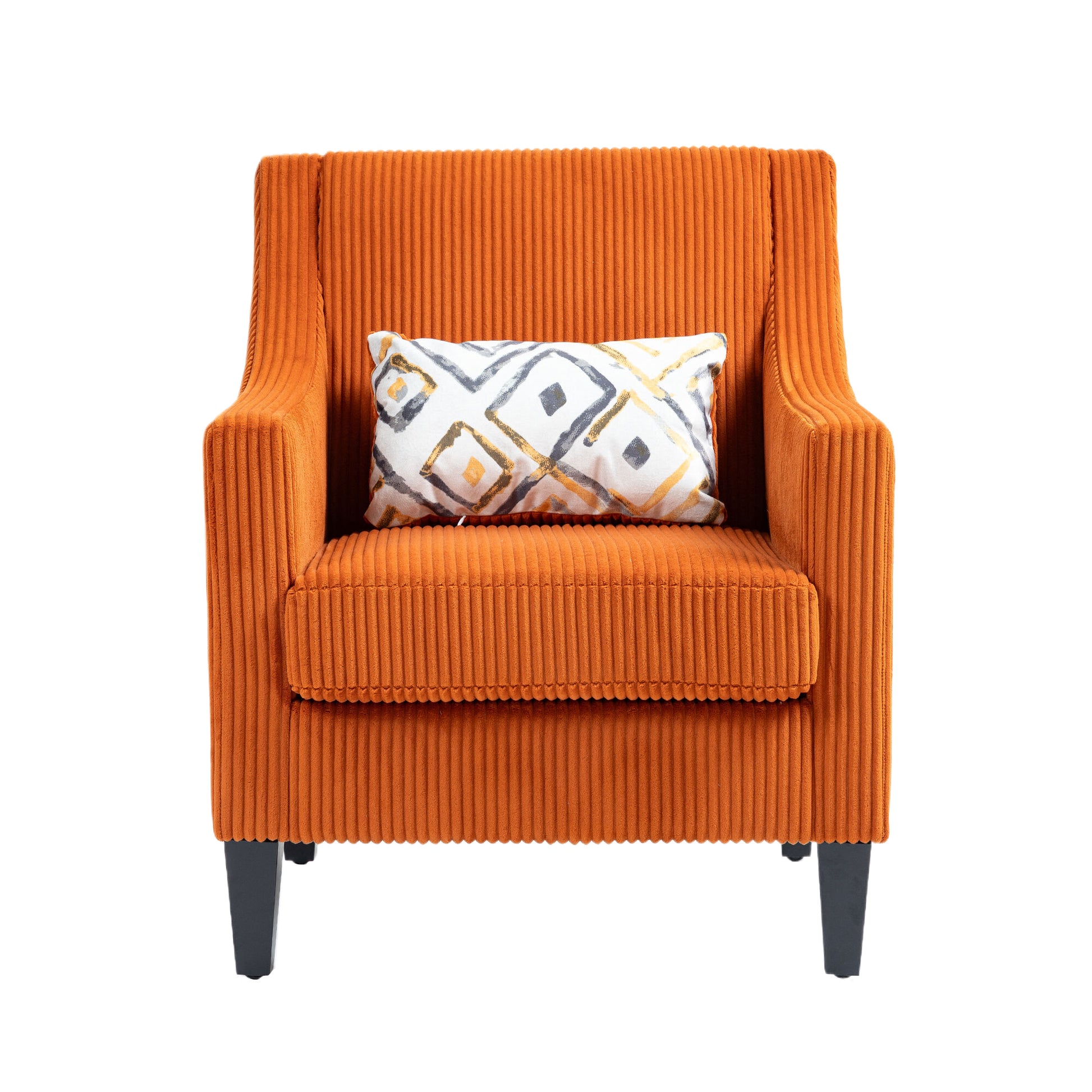 Coolmore Modern Accent Chair,Upholstered Armchair With Scooped Arms For Bedroom,Apartment,Studio,Office,Waiting Room Orange Corduroy Orange Primary Living Space Foam Corduroy