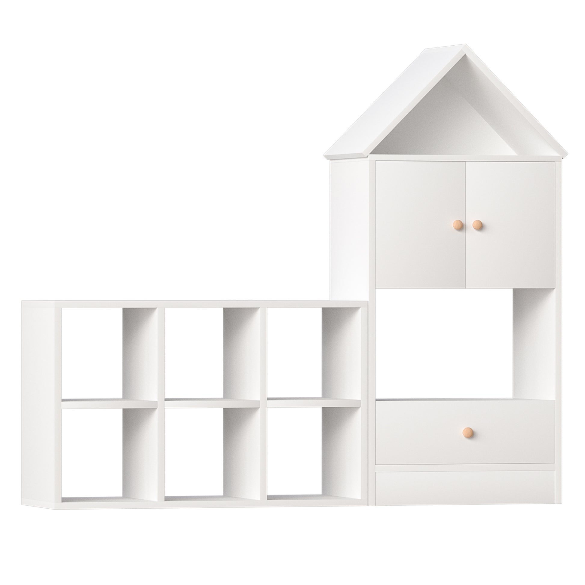 Versatile Children'S Bookshelf With House Shaped Design, Multi Functional Storage For Books And Toys, Adjustable Placement, Durable Kids Organizer For Playroom Or Bedroom Easy Assembly & Safe For