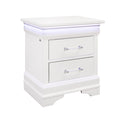 Charlston White Nightstand With Led White Solid Wood Mdf