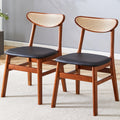 The Stylish And Durable Solid Wood Dining Chair, Small Curved Back, Pu Cushion, And Beautiful Shape Match Perfectly With Any Room And Everyday Use Walnut Set Of 2 Rubber Wood