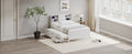 Full Size Captain Bed With Storage Bookcase Headboard,Captain Bed With Trundle And Three Storage Drawers For Kids Teens Dorm Bedroom Multipurpose Guest Room Or Home, White Box Spring Not Required Full White Wood Solid Wood Mdf