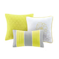 6 Piece Printed Cotton Quilt Set With Throw Pillows Taupe Grey Yellow Full Queen Full Yellow Grey Cotton