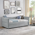 Daybed With Trundle Upholstered Tufted Sofa Bed, Twin Size, Boucle Fabric, Grey 83