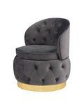 360 Degree Swivel Cuddle Barrel Accent Storage Chairs Gray Velvet