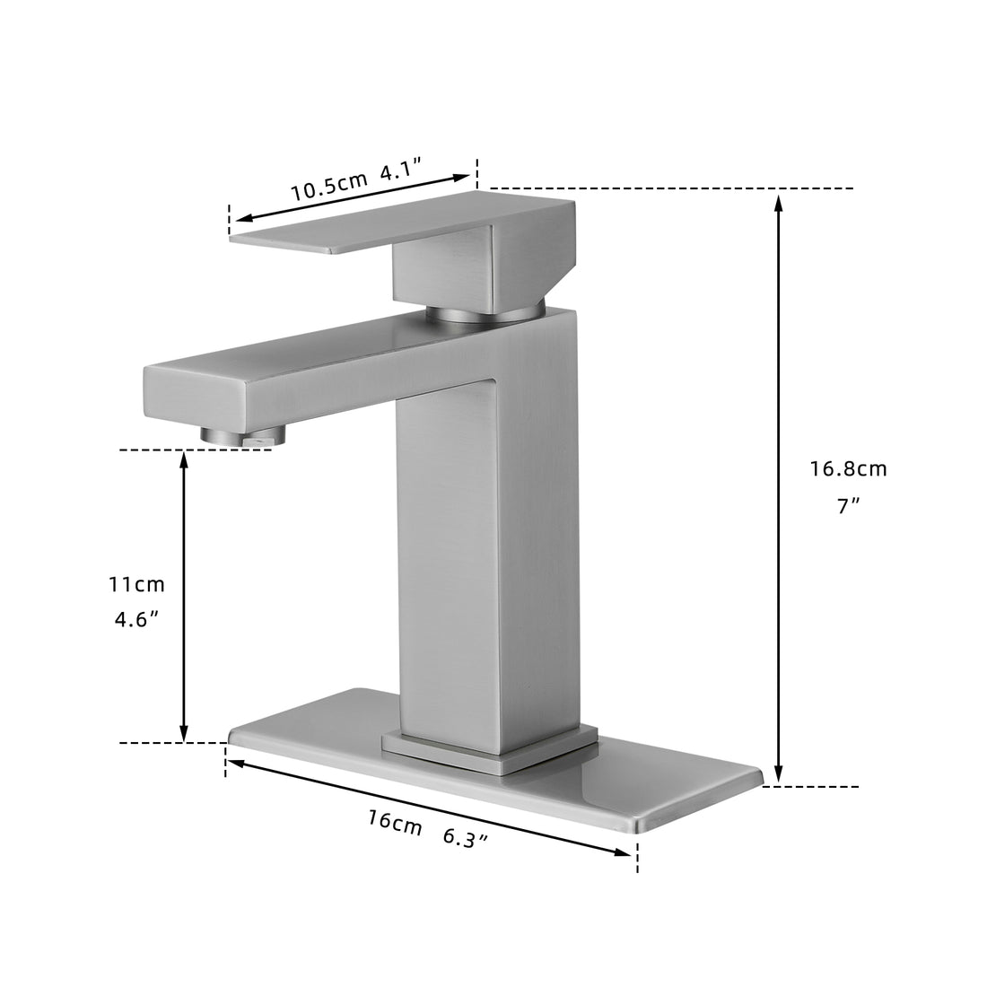 Sink Faucet With Deck Plate Waterfall Brushsed With Pop Up Drain And Supply Lines Bathroom Faucets For Sink 1 Hole One Handle Faucets Vanity Bath Mixer Tap Bathroom Joystick Geometric One Brushed Nickel Side Sprayer Deck Mounted Cartridge Valve Single