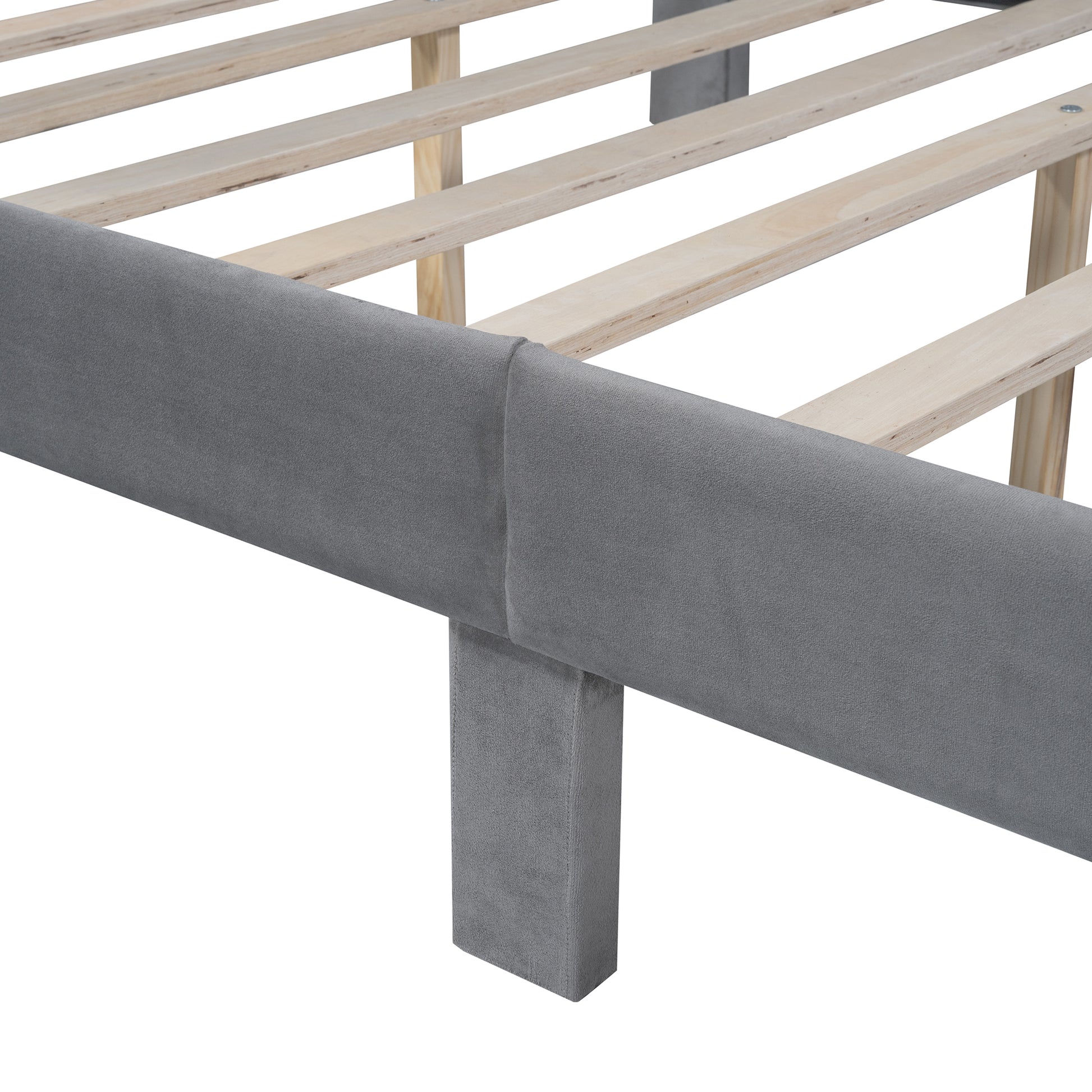 Full Size Storage Bed Velvet Upholstered Platform Bed With A Big Drawer Gray Old Sku:Wf296850Aae Full Gray Velvet