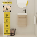 16'' Floating Wall Mounted Bathroom Vanity With Ceramic Sink & Soft Close Cabinet Door, For Small Bathroom Light Oak Bathroom Modern Plywood