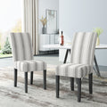 Dining Chair Grey Stripe Fabric