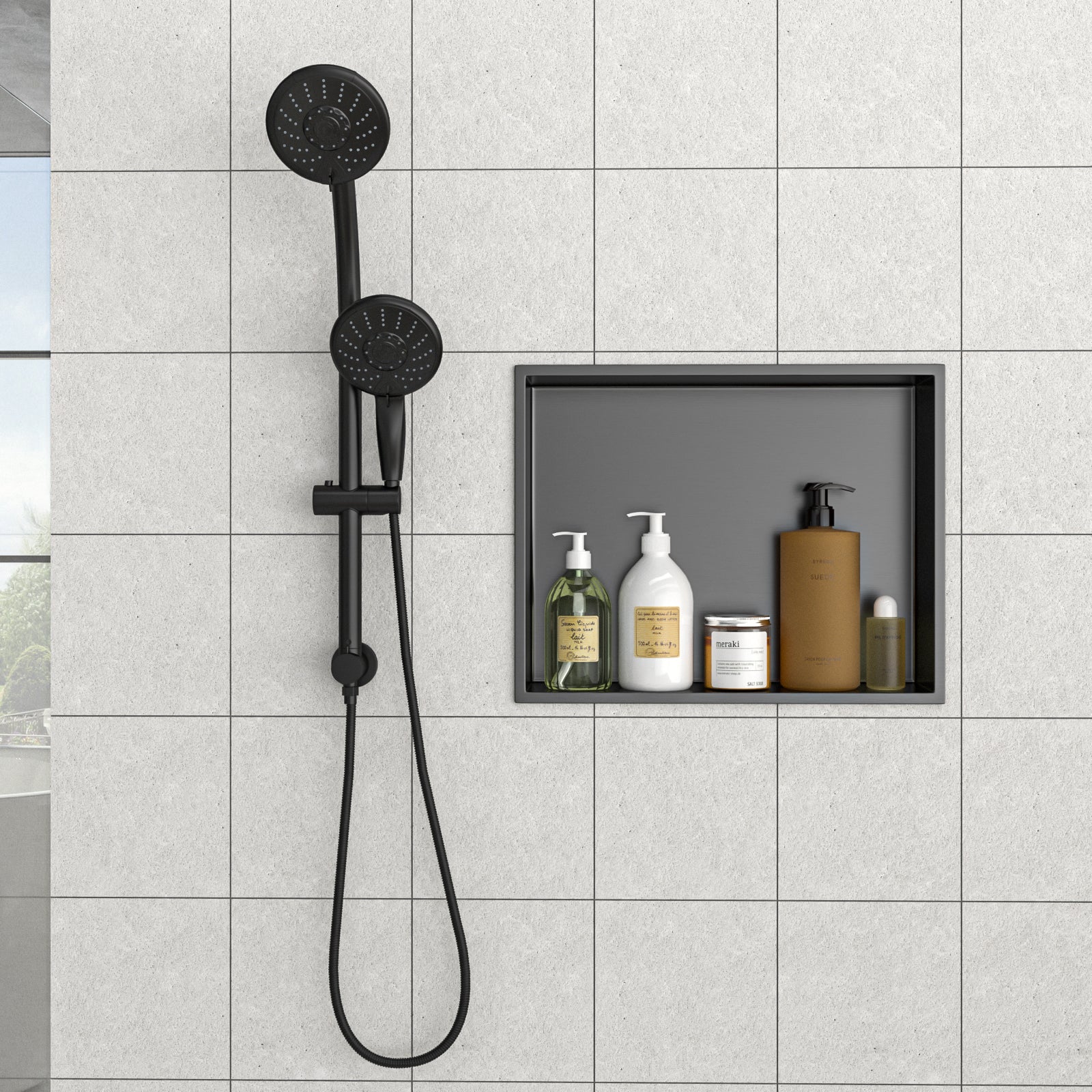 19" X 15" Stainless Steel Shower Niche, Gunmetal Black Gunmetal Black Stainless Steel