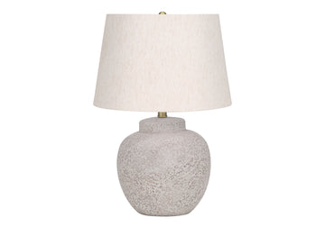 Lighting, 22"H, Table Lamp, Cream Concrete, Ivory Cream Shade, Modern Cream Concrete