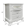 White 2 Drawer Nightstand With Floral Motifs White 3 Drawers Bedroom Rectangle Felt Lined Drawers White Wood