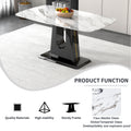 Table And Chair Set, Modern And Minimalist Dining Table, Imitation Marble Patterned Tabletop, Mdf Legs With U Shaped Brackets. Paired With Comfortable Chairs, Suitable For Dining And Living Rooms. Grey Black Mdf Glass
